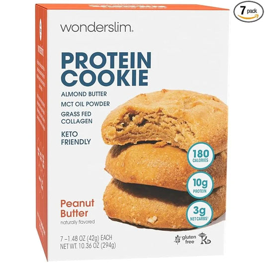 Wonderslim Protein Cookie, Peanut Butter, Keto friendly, Low Carb, Gluten Free (7ct) - Product Image