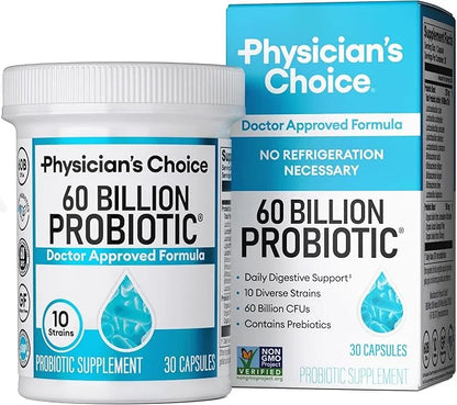 Physician's Choice Probiotics 60 Billion CFU - 10 Strains + Organic Prebiotics - Immune, Digestive & Gut Health - Supports...