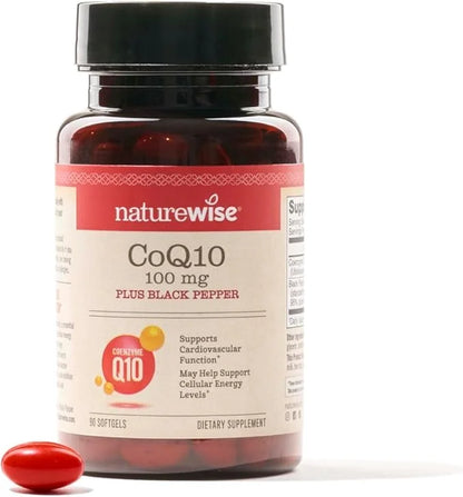 NatureWise CoQ10 100mg Softgels, High Absorption CoQ10 with 90 Softgels[3-Month Softgels[3-Month Supply]