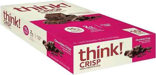 think! Protein Bars, High Protein Snacks, Gluten Free, Kosher Friendly, Chocolate Crisp, 10 Count (Packaging May Vary) - P...