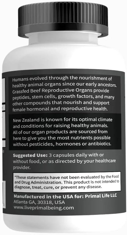 Primal Being Grassfed Beef Female Vitality Supplement- Supports Hormonal Health, Fertility, Inflammation, Energy - 90 Caps...