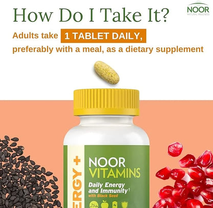 Noor Vitamins Energy+ Multivitamin; Halal Vitamin 26 Vitamins 2 Month