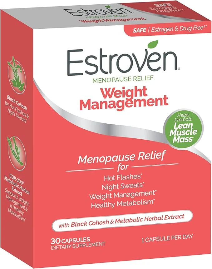 Estroven Weight Management for Menopause Relief - 30 Ct. - Clinically Proven Ingredients Help Manage Weight, Provide Night...