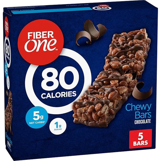 Fiber One 80 Calorie Chewy Bars, Chocolate, Snack Bars, 5 Ct, 4.1 oz - Product Image