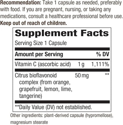 Nature’s Way Vitamin C with Bioflavonoids 1 g 100 Capsules