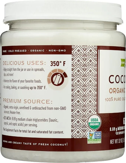 Nature's Way Organic Extra Virgin Coconut Oil, Pure Source of MCTs, Cold-Pressed, 32 Oz. - Product Image