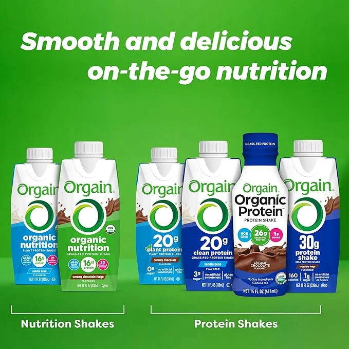 Orgain Organic Nutritional Vegan Protein Shake, Smooth Chocolate - 16g Plant Based Protein, Meal Replacement, 22 Vitamins ...