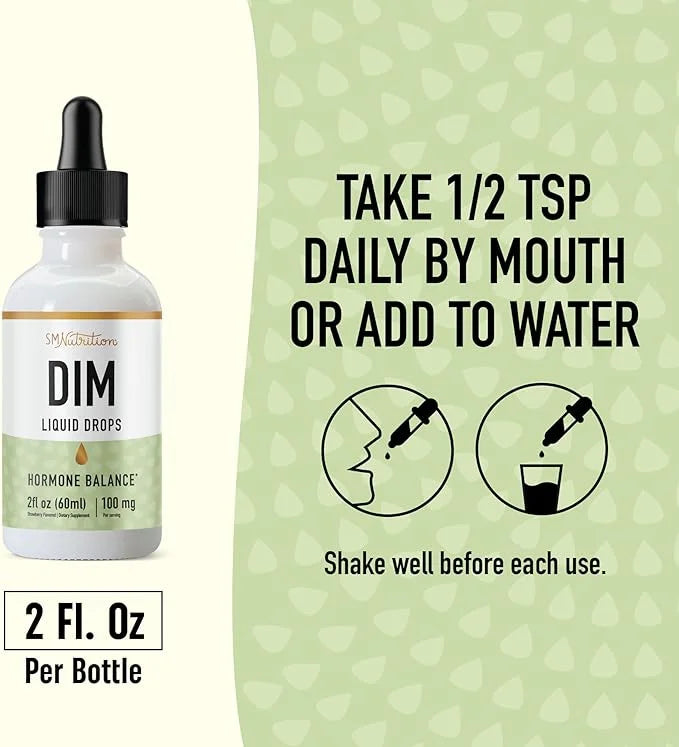 DIM Liquid Drops Supplement 100mg for Estrogen Balance for Women & Men | Hormone Balance, Menopause Supplements for Women,...