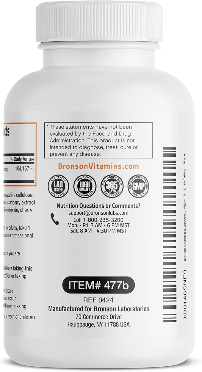 Vitamin B12 2500mcg Shot Of Energy B12 Vitamin 180 Count