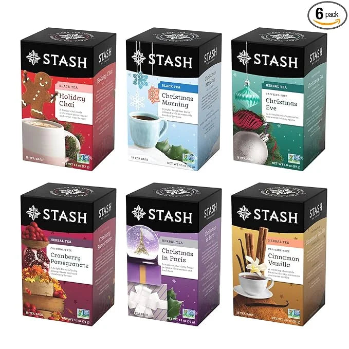 Stash Tea Holidays Are Here Variety Pack Sampler Assortment - Caffeinated, Non-GMO Project Verified Premium Tea with No Ar...
