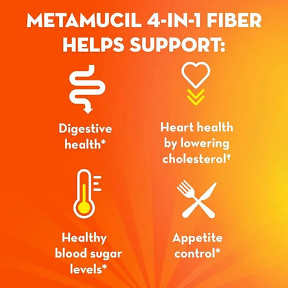 Metamucil On-The-Go, Psyllium Husk Fiber Supplement, 4-in-1 Fiber 30 Count 2 Packs (60 Count