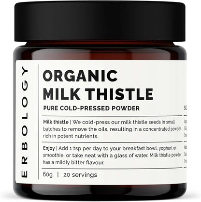 Erbology Organic Milk Thistle Powder 2.1 oz 20 Servings 180mg Silymarin 100% Milk