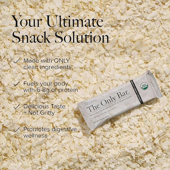 Truvani Plant Based Snack Bars | Coconut Cashew 1 Pack | 5g Protein | USDA Organic and Vegan | The Only Bar | Dairy, Soy, ...