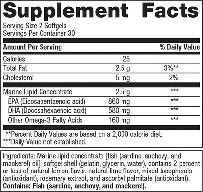 Metagenics OmegaGenics Fish Oil EPA-DHA 720- Omega-3 Fish 60 Softgels