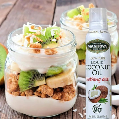 Mantova Coconut Oil Spray, 100% Pure Cooking Oil, Ideal for Healthy Keto Snacks, Baking, Grilling, and Seasoning - Versati...