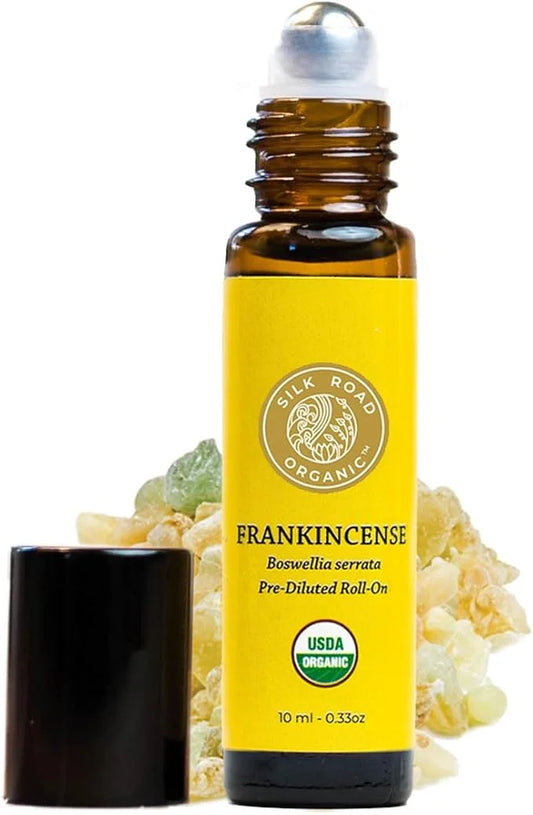Organic Frankincense Serrata Essential Oil Roll on, 100% Pure USDA Certified Aromatherapy for Skin Health, Aging, Fine Lin...