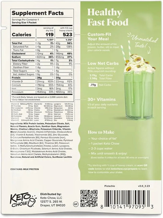 Keto Chow- Classic Flavors Single meal - Product Image