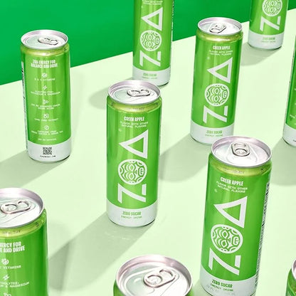 ZOA Zero Sugar Energy Drinks, Green Apple - Sugar Free with Electrolytes, Healthy Vitamin C, Amino Acids, Essential B-Vita...