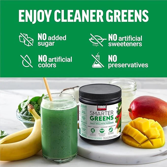 Force Factor Smarter Greens Daily Wellness Powder, Greens Superfood Powder to Support Gut Health, Bloating, & Digestion, w...
