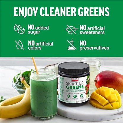 Force Factor Smarter Greens Daily Wellness Powder, Greens Superfood Powder to Support Gut Health, Bloating, & Digestion, w...