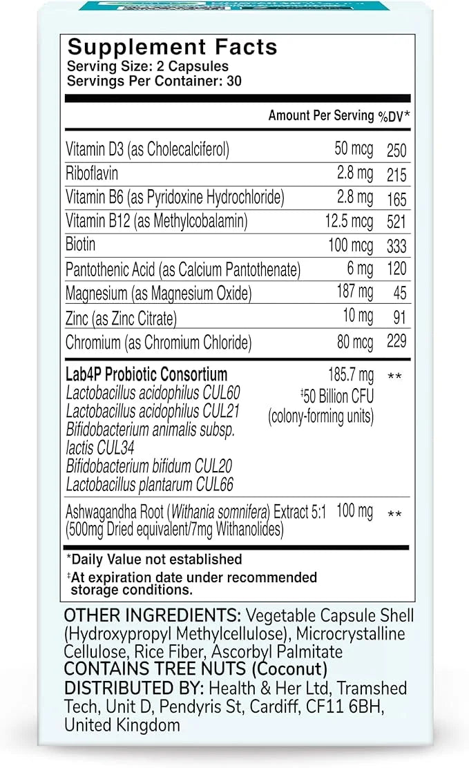 Health & Her Weight Management Probiotic | Perimenopause & Menopause - Clinically Studied 50bn CFU probiotic to Support Gu...