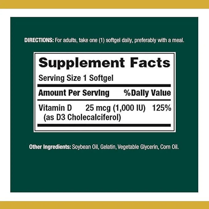 Nature's Bounty Vitamin D3 1000 100 120 Count