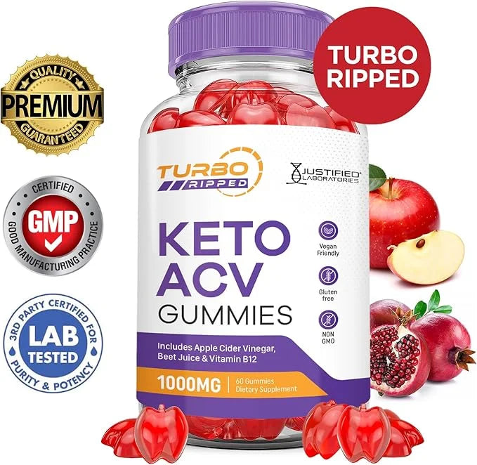 (2 Pack) Turbo Ripped Keto ACV 1000MG Turbo B12 Vegan 120 Gummys
