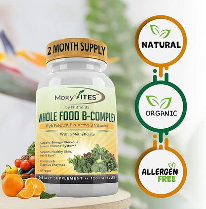 Vitamin B Complex B12 Methylcobalamin, B1, B2, B2, B3, B3, B5, B5, B6, B6, B7, B7, B9 B9 - 120 Capsules