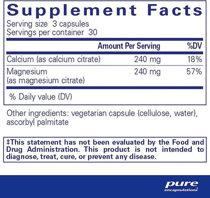 Pure Encapsulations Calcium Magnesium (Citrate) 240 g 240 g 90 Capsules
