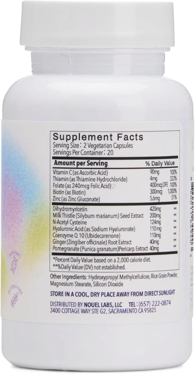 Nouel | Skin + Liver + Immunity Support | Recovery Supplement for Drinking | Milk Thistle, NAC, Hyaluronic Acid, CoQ10, Bi...
