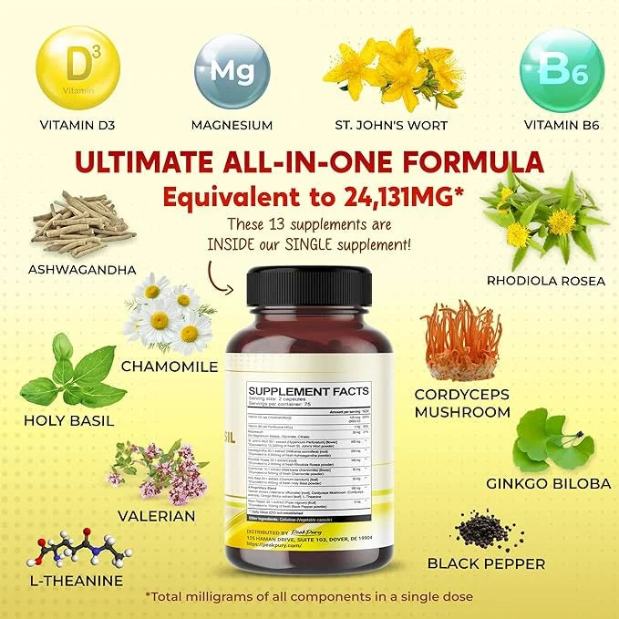 St. John's Wort 15000mg Ashwagandha 6000mg 2000mg Chamomile 500mg -