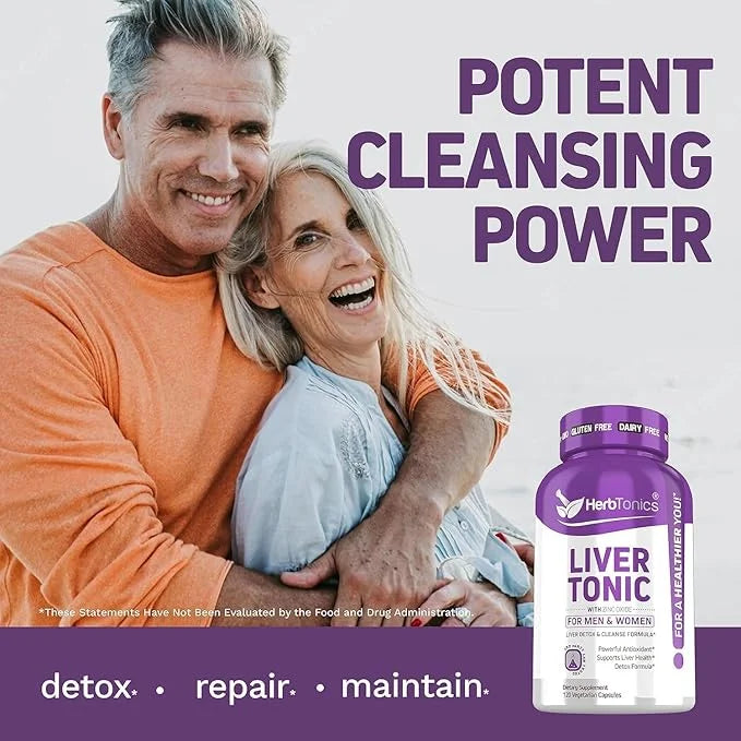 Herbtonics Liver Cleanse Detox & Repair Formula 20+ Herbs: 120 Vegan