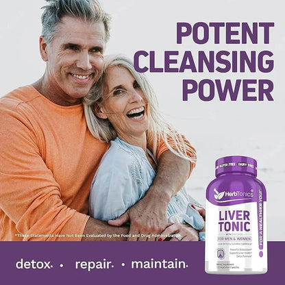 Herbtonics Liver Cleanse Detox & Repair Formula 20+ Herbs: 120 Vegan