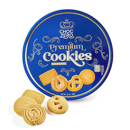 ChocZero Keto Butter Cookies - Sugar Free Danish Shortbread Large Gift Tin - Gluten Free, Low Carb (1 tin, 12 oz) - Produc...