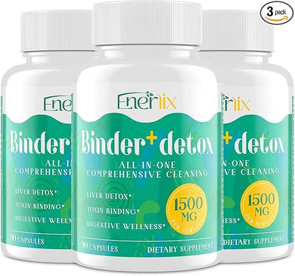 15-in-1 Detox Binder, Activated Charcoal, Zeolite & Bentonite Clay, Chlorella, 1500 MG Supplement Maximum Absorbent, Liver...