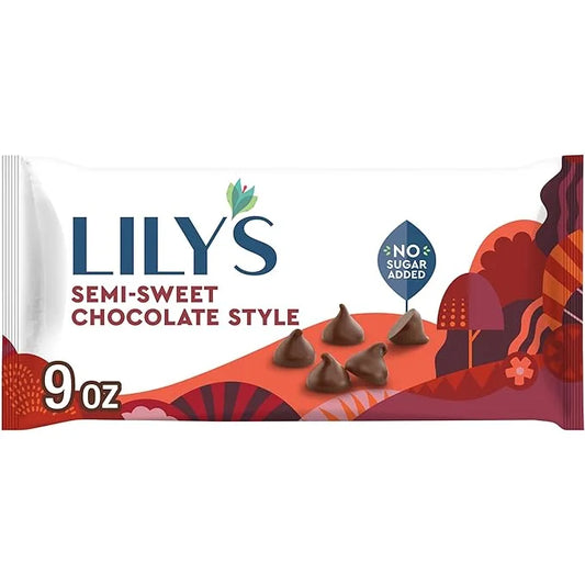 LILY'S Semi-Sweet Chocolate Style No Sugar Added, Baking Chips Bag, 9 oz - Product Image