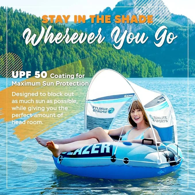 2025 New & Upgraded Sunlite Sports Heavy Duty River Tube Inflatable, Premium Water Float to Lounge Above Lake and River, O...