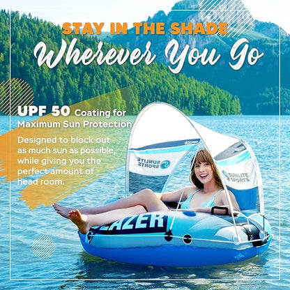 2025 New & Upgraded Sunlite Sports Heavy Duty River Tube Inflatable, Premium Water Float to Lounge Above Lake and River, O...