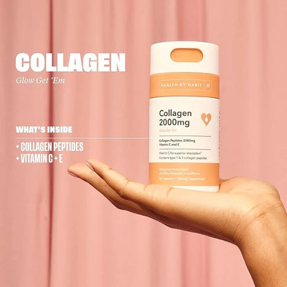 Health by Habit Collagen Supplement 2 Pack (120 Capsules) - Vitamin C & Vitamin E, 2000mg, Collagen Peptides, Superior Abs...