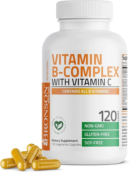 Bronson Vitamin B Complex with Vitamin C 120 Vegetarian