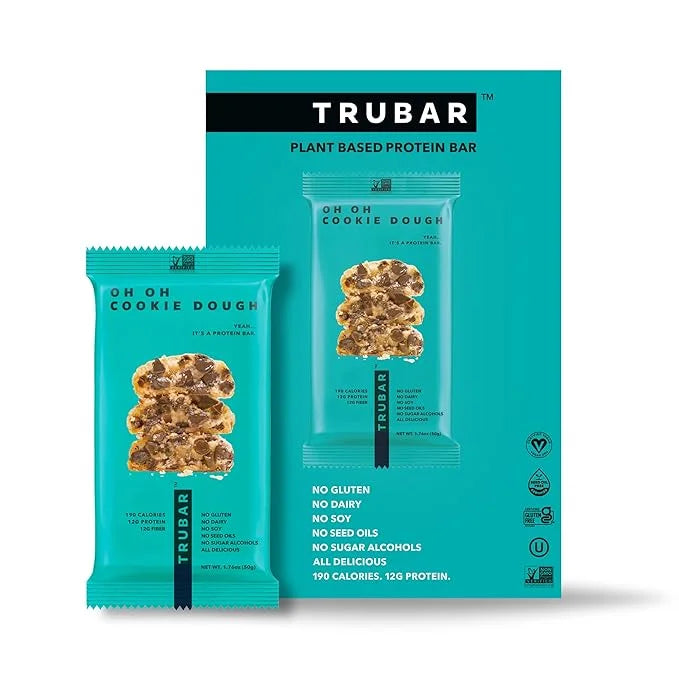 TRUBAR Vegan Protein Bar, Oh Oh Cookie Dough, Gluten Free, Plant Based, High Fiber, Dairy Free, Low Fat, Non GMO, No Sugar...