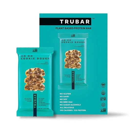 TRUBAR Vegan Protein Bar, Oh Oh Cookie Dough, Gluten Free, Plant Based, High Fiber, Dairy Free, Low Fat, Non GMO, No Sugar...