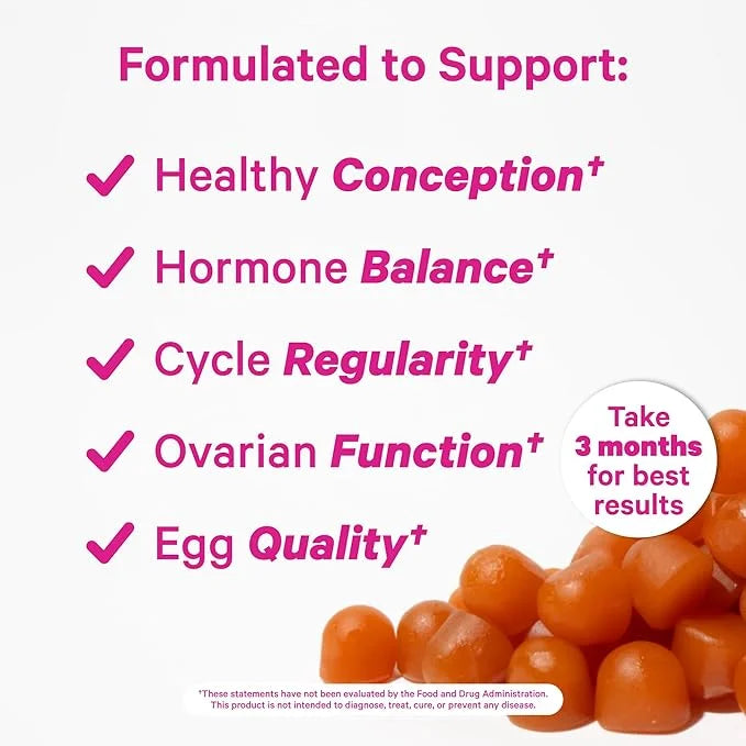 Pink Stork Premium Fertility Gummies for Women - Prenatal Conception Supplements for Her with Inositol, CoQ10, Folate and ...