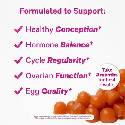 Pink Stork Premium Fertility Gummies for Women - Prenatal Conception Supplements for Her with Inositol, CoQ10, Folate and ...