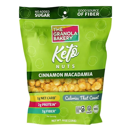TGB Cinnamon Macadamia Nuts, Keto Friendly, No Added Sugar, Gluten Free, Healthy Low Carb Snack, 8oz Resealable Bag (Pack ...