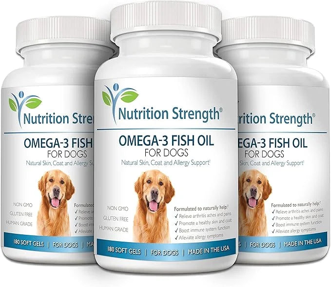 Omega 3 Fish Oil Soft Gels for Dogs with EPA & DHA Fatty Acids for Heart, Skin, Coat & Allergy Support, Hip & Joint & Arth...