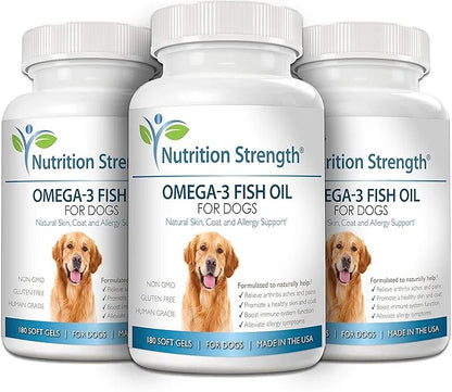 Omega 3 Fish Oil Soft Gels for Dogs with EPA & DHA Fatty Acids for Heart, Skin, Coat & Allergy Support, Hip & Joint & Arth...