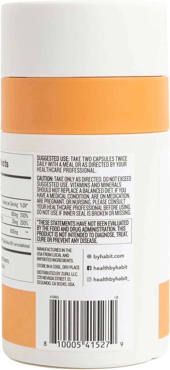 Health by Habit Collagen Supplement (60 Capsules) - Vitamin C & Vitamin E, 2000mg, Collagen Peptides, Superior Absorption,...