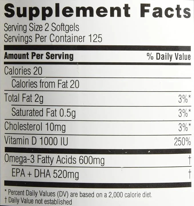 Spectrum Essentials Softgels, Fish Oil 1000 mg, 250 Count