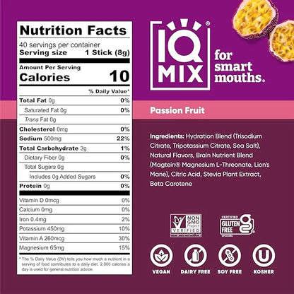 IQMIX Sugar Free Electrolytes Powder Packets - Hydration Supplement Drink Mix with Keto Electrolytes, Lions Mane, Magnesiu...